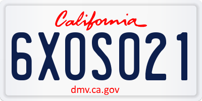 CA license plate 6XOS021