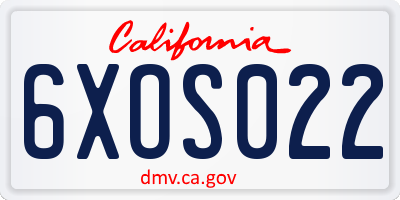 CA license plate 6XOS022