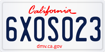 CA license plate 6XOS023