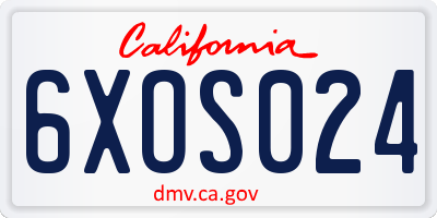 CA license plate 6XOS024