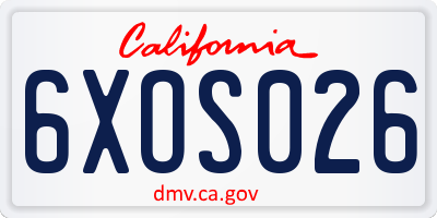 CA license plate 6XOS026