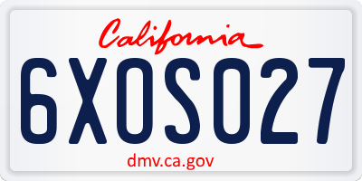 CA license plate 6XOS027