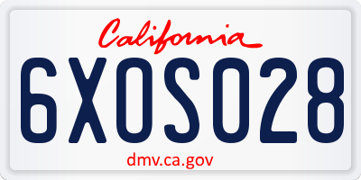 CA license plate 6XOS028