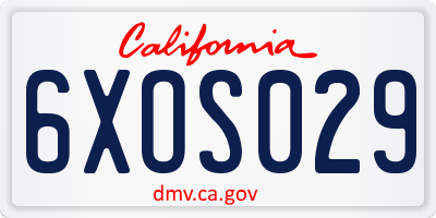CA license plate 6XOS029