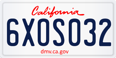 CA license plate 6XOS032