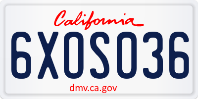 CA license plate 6XOS036