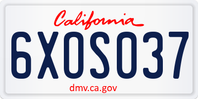 CA license plate 6XOS037