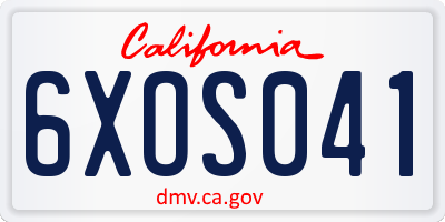CA license plate 6XOS041