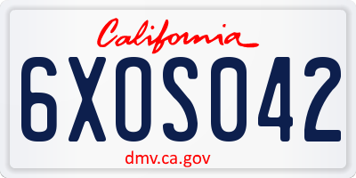 CA license plate 6XOS042