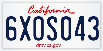 CA license plate 6XOS043