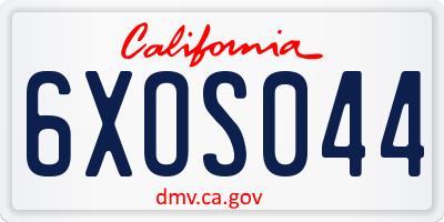 CA license plate 6XOS044