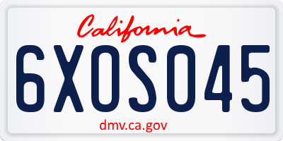 CA license plate 6XOS045