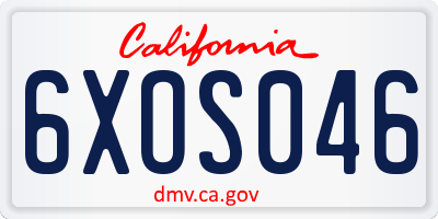CA license plate 6XOS046