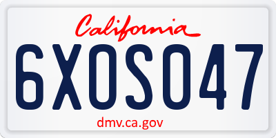 CA license plate 6XOS047