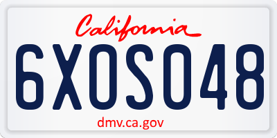 CA license plate 6XOS048