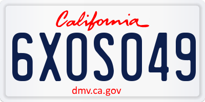 CA license plate 6XOS049