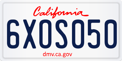 CA license plate 6XOS050