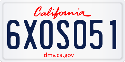 CA license plate 6XOS051