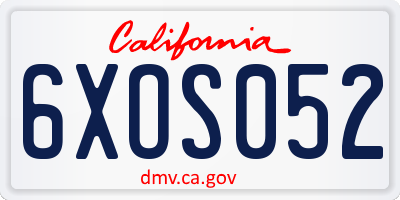 CA license plate 6XOS052