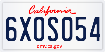CA license plate 6XOS054