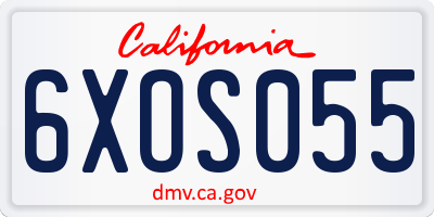 CA license plate 6XOS055