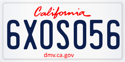 CA license plate 6XOS056