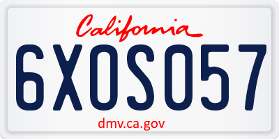CA license plate 6XOS057