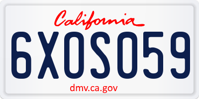 CA license plate 6XOS059