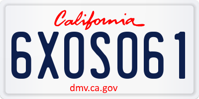 CA license plate 6XOS061