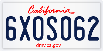 CA license plate 6XOS062