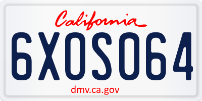 CA license plate 6XOS064
