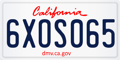 CA license plate 6XOS065