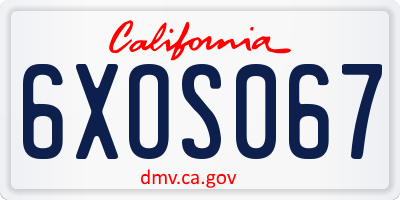 CA license plate 6XOS067