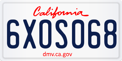 CA license plate 6XOS068