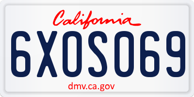 CA license plate 6XOS069