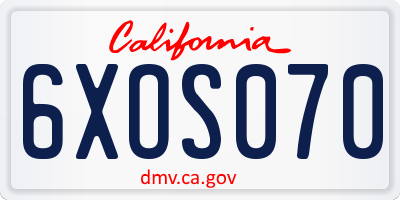 CA license plate 6XOS070