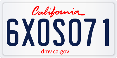 CA license plate 6XOS071