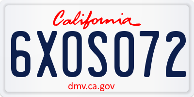 CA license plate 6XOS072