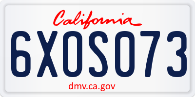 CA license plate 6XOS073