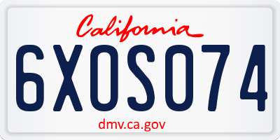 CA license plate 6XOS074