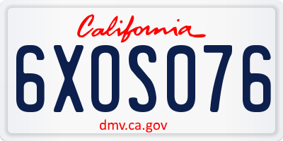 CA license plate 6XOS076