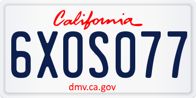 CA license plate 6XOS077