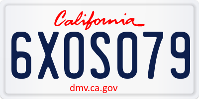 CA license plate 6XOS079