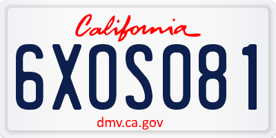 CA license plate 6XOS081