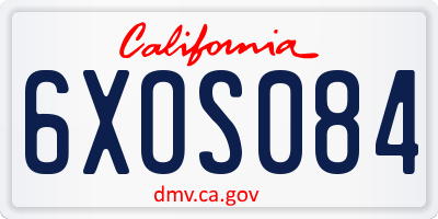 CA license plate 6XOS084