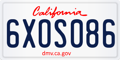 CA license plate 6XOS086