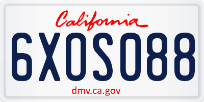 CA license plate 6XOS088