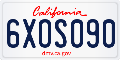 CA license plate 6XOS090