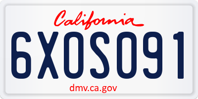 CA license plate 6XOS091