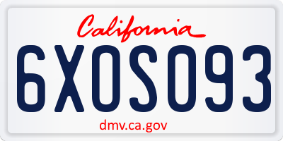 CA license plate 6XOS093